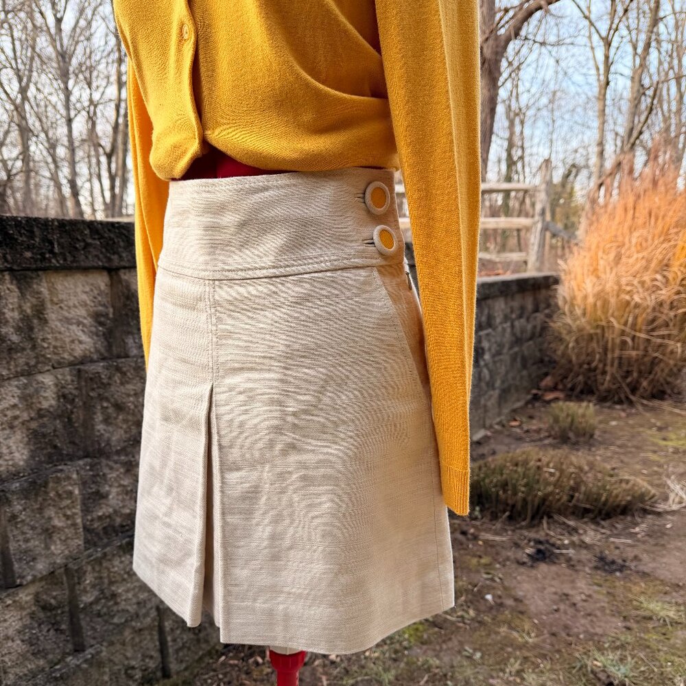 J.Crew Cotton Linen Skirt with Yellow Buttons